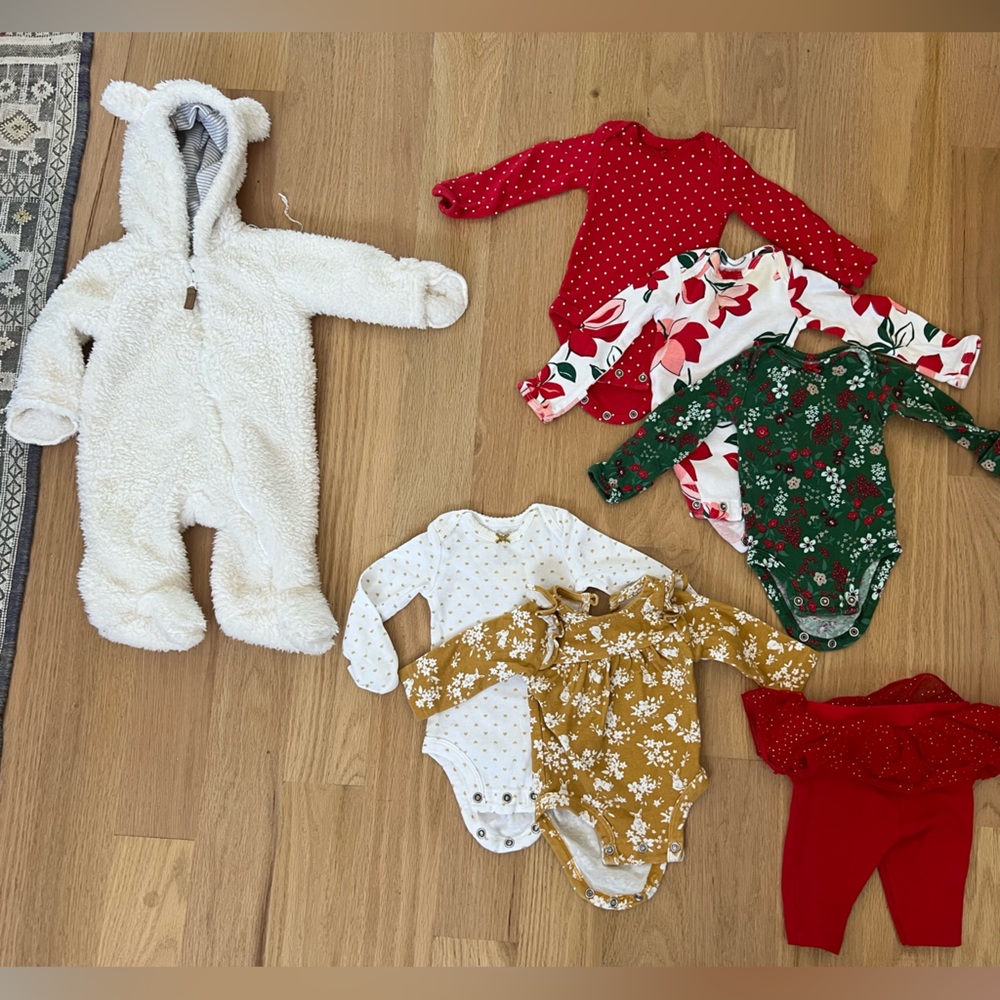 Carter's Cream Fuzzy Baby Jacket & clothing set